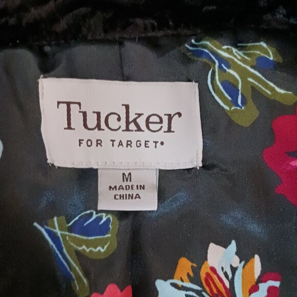 NEW Tucker for Target Black Faux‎ Fur Persian Jacket Floral Satin Lining, Size M - Picture 8 of 14